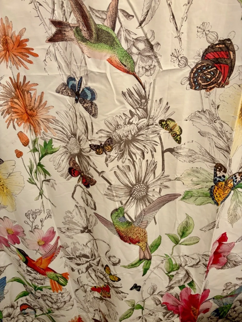 Pottery Barn Organic Hummingbird Shower Curtain - Cloth